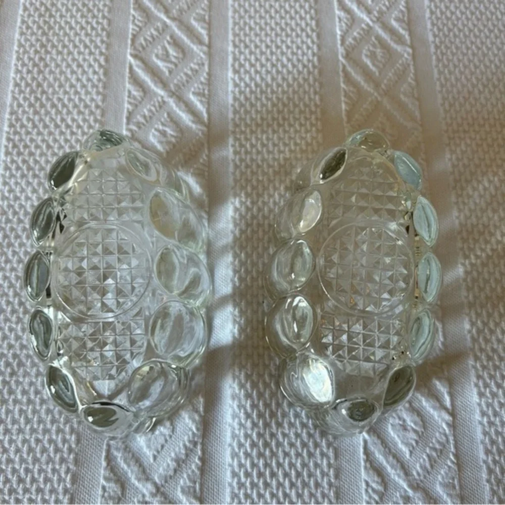 Vintage Set of 2 Crystal‎ Spoon Rest Holder Caddy 3X5